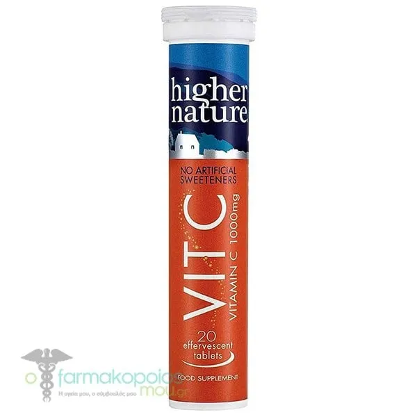 Higher Nature Fizzy Vitamin C 1000mg Orange Flavor, 20eff.tabs