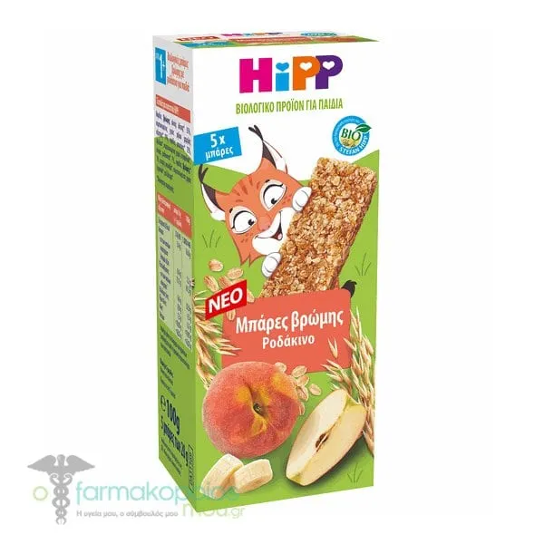 Hipp Peach Flavor Sugar Free Oat Bars 12m+, 5x20gr