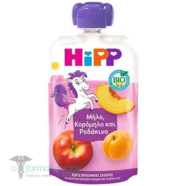 Hipp Hippis Φρουτοπολτός Μονόκερος με Μήλο, Κορόμηλο & Ροδάκινο για 12m+, 100g