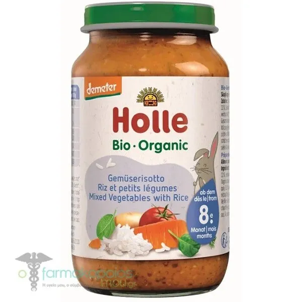 Holle Bio-Organic Βρεφικό Γεύμα με Ανάμεικτα Λαχανικά &amp; Ρύζι 8m+, 220g