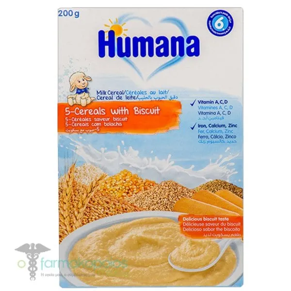 Humana Baby Meal 5 Cereals & Biscuit for 6m+, 200gr