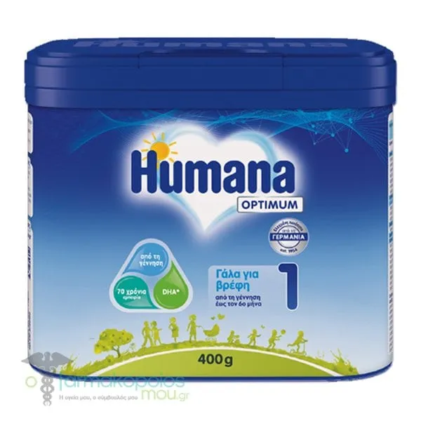 Humana Optimum Infant Milk 1 in Powder from the First Day to the 6th Month, 400g