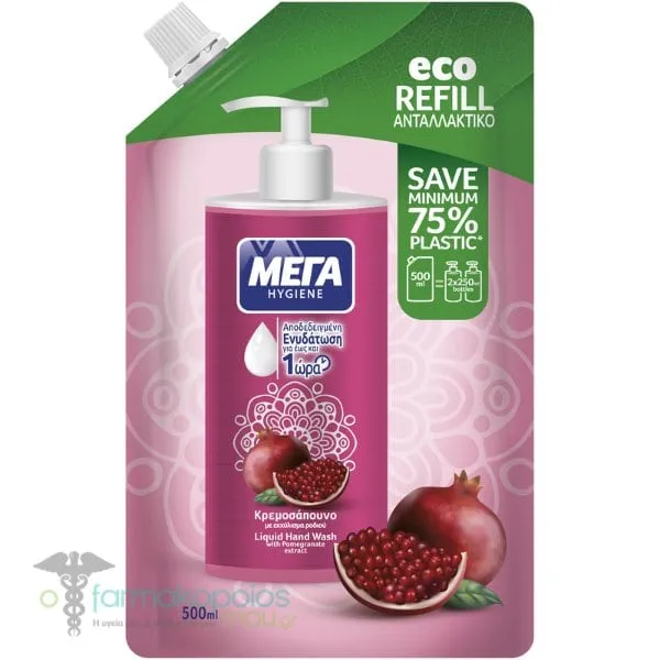MEGA Hygiene Eco Refill Liquid Hand Wash with Pomegranate Extract, 500ml