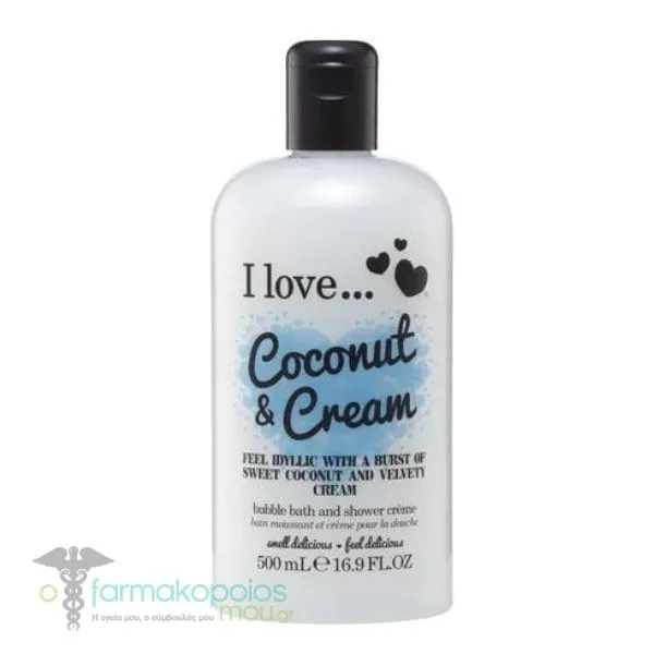 I Love Coconut & Cream Bubble Bath & Shower Creme, 500ml