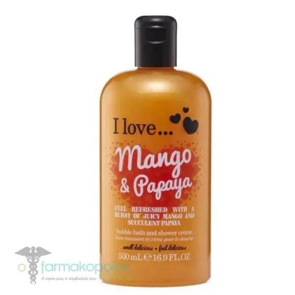 I Love Mango & Papaya Bubble Bath & Shower Creme, 500ml