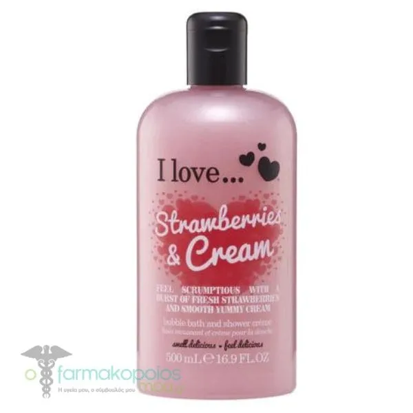 I Love Strawberries & Cream Bubble Bath & Shower Creme, 500ml