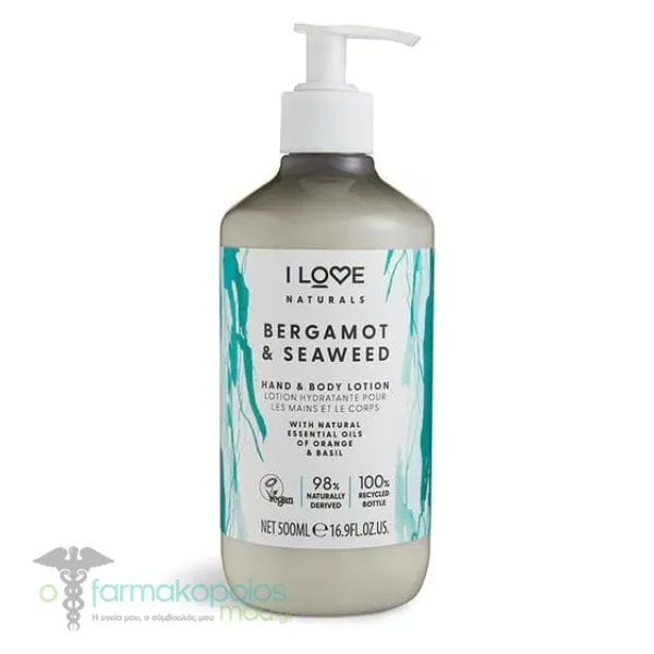 I Love Naturals Hand & Body Lotion Bergamot & Seaweed, 500ml
