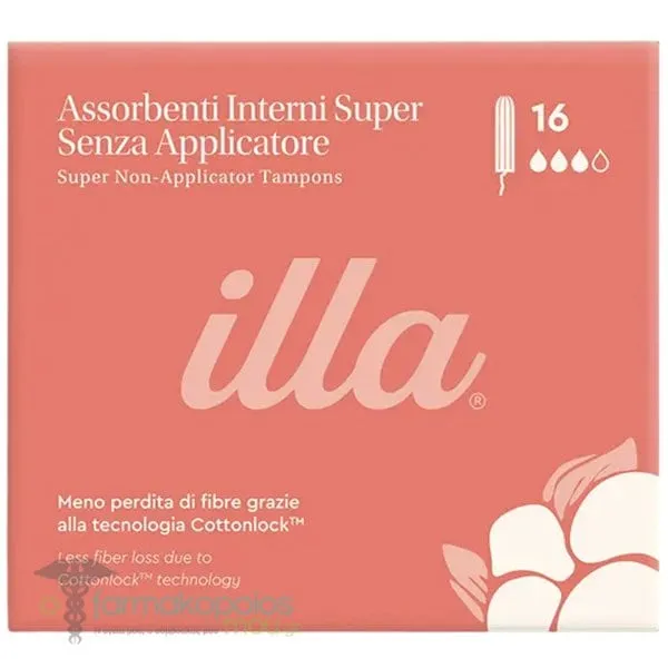 Illa Care Super Non-Applicator Tampons Ταμπόν για Μεγάλη Ροή, 16τεμ