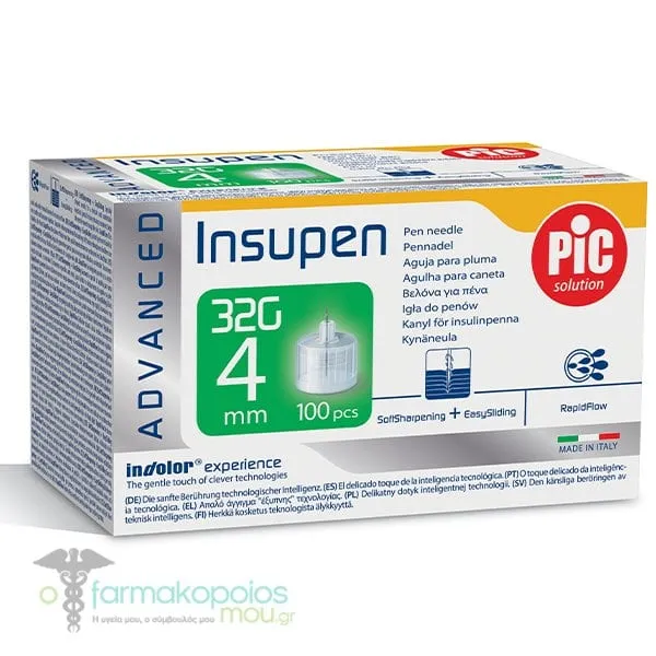 Insupen Βελόνες για Πένα Ινσουλίνης 32G x 4mm, 100τεμ
