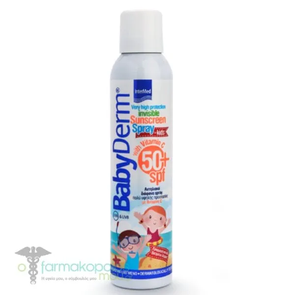 Intermed BabyDerm Invisible Sunscreen Spray SPF50+ Spray Very High Protection, 200ml