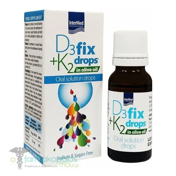 Intermed D3 & K2 Fix Drops in Olive Oil Oral Solution Drops, 12ml