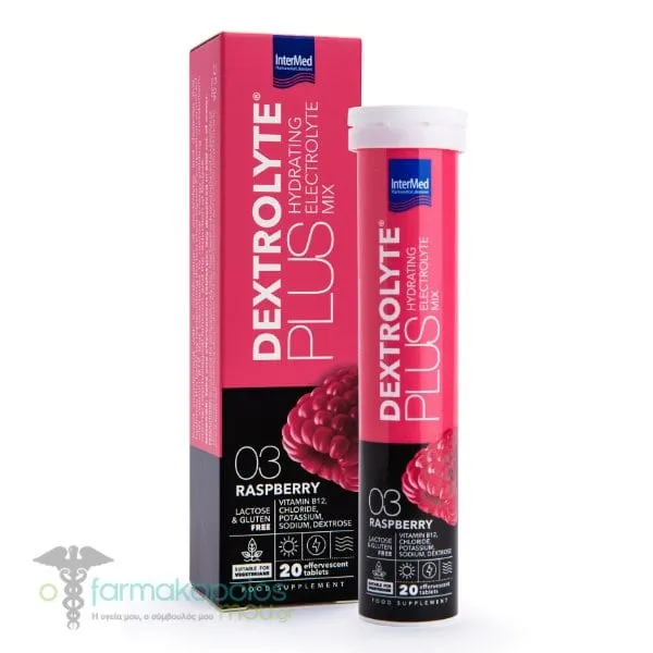 Intermed Dextrolyte Plus Hydrating Electrolyte Mix Raspberry, 20eff.tabs