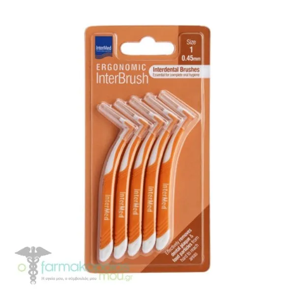Intermed Ergonomic Interbrush Interdental Brushes Orange Size 1 - 0.45mm, 5pcs