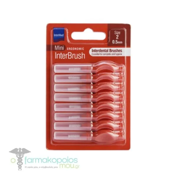 Intermed Ergonomic Interbrush Mini Interdental Brushes Red Size 2 - 0.5mm, 8pcs