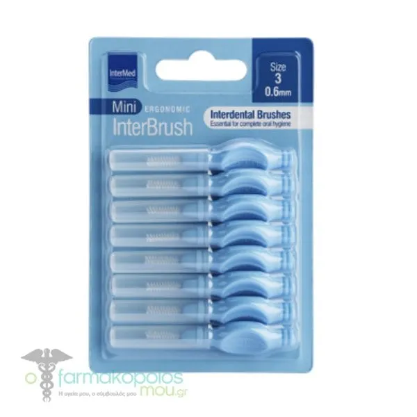 Intermed Ergonomic Interbrush Mini Interdental Brushes Light Blue Size 3 - 0.6mm, 8pcs