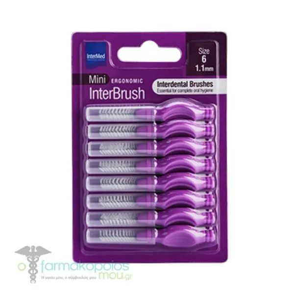 Intermed Ergonomic Interbrush Mini Interdental Brushes Purple Size 6 - 1.1mm, 8pcs