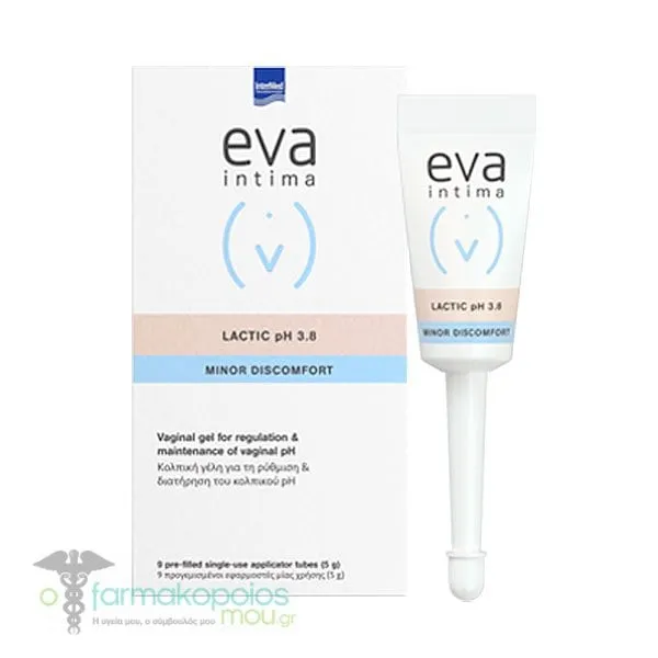 Intermed Eva Intima Lactic Vaginal Gel pH 3.8 Minor Discomfort, 9x5ml