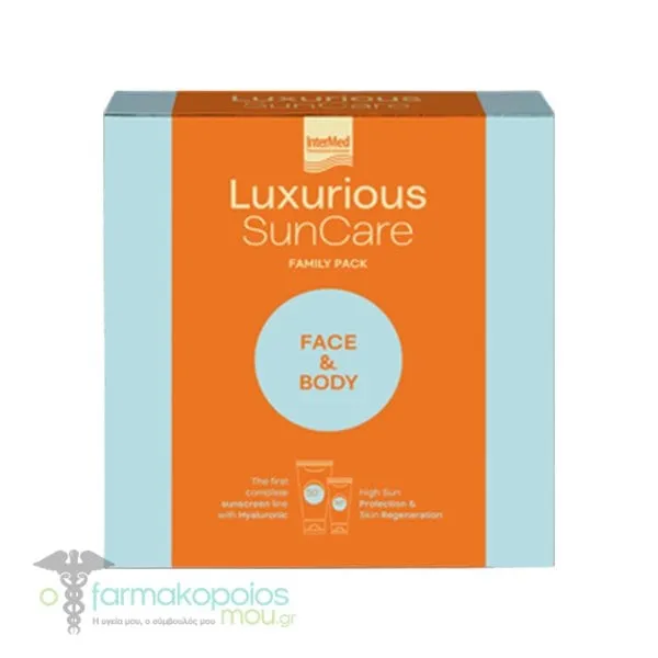 Intermed Luxurious Sun Care Face & Body Family Pack with High Protection Face Cream SPF50, 75ml & Sun Protection Body Cream SPF50, 200ml, 1set