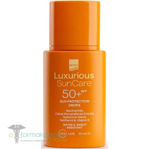 Intermed Luxurious SunCare Sun Protection Drops Αντηλιακό Γαλάκτωμα Προσώπου SPF 50+, 30ml
