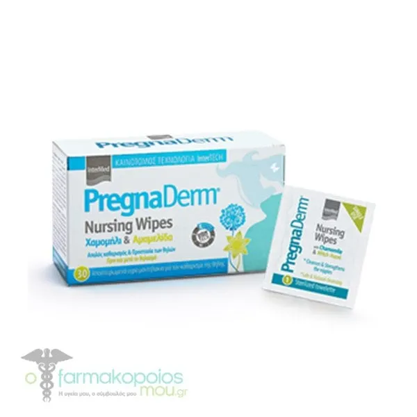 Intermed PregnaDerm Nursing Wipes Αποστειρωμένα Υγρά Μαντηλάκια Καθαρισμού Θηλών, 30τεμ
