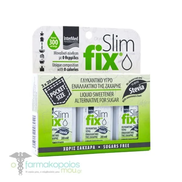 Intermed Slim Fix Liquid Stevia Sweetener, 3x20ml