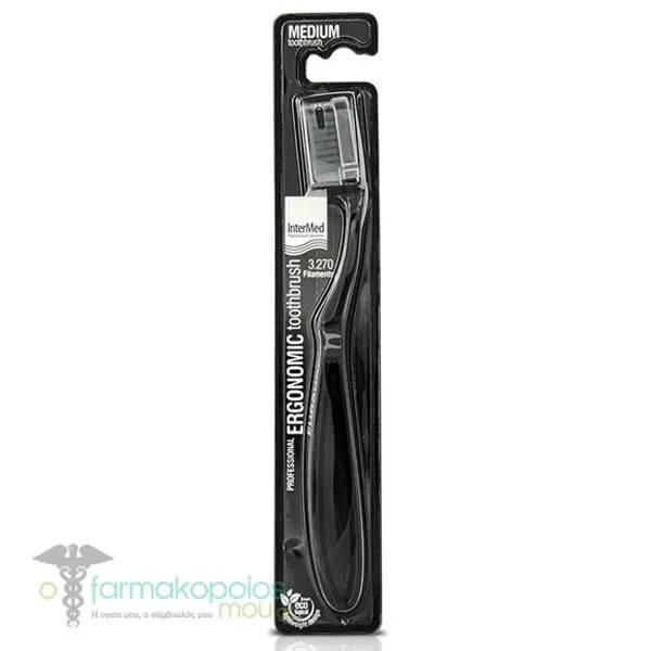 Intermed Professional Ergonomic Toothbrush Medium Black, 1pc