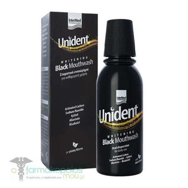 Intermed Unident Whitening Black Mouthwash, 250ml