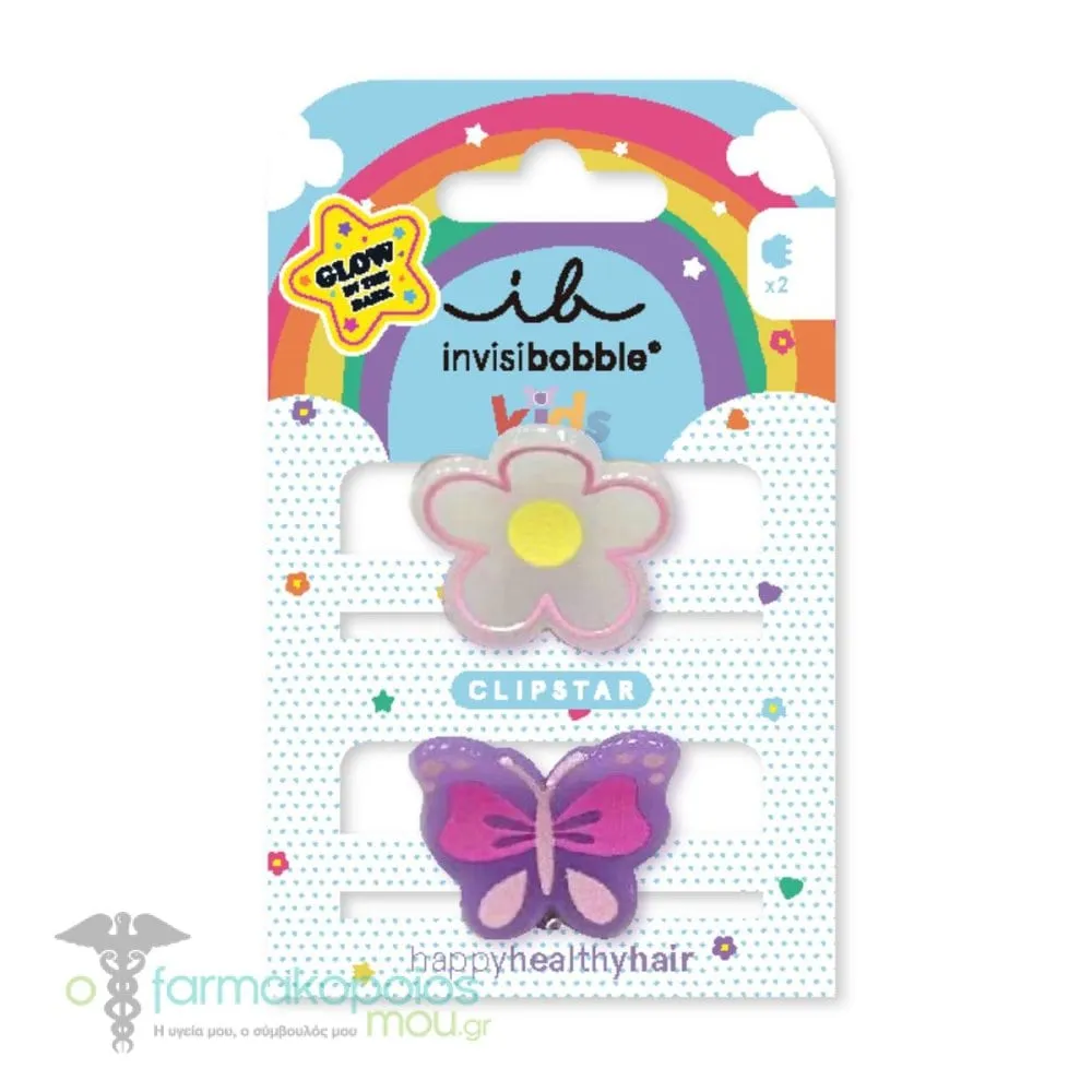 Invisibobble Clipstar Glow Kids Happy Flower Hair Clips, 2pcs