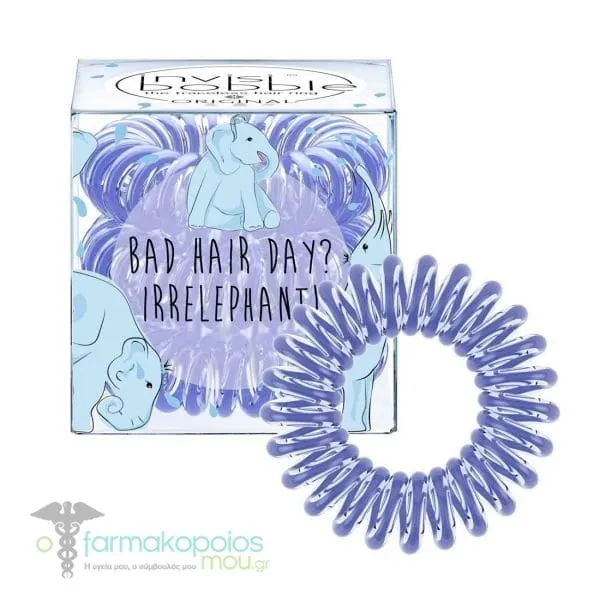 Invisibobble Original Λαστιχάκια Μαλλιών για Όλες τις Ηλικίες, για Κάθε Στυλ & Τύπο Μαλλιών, 3τεμ - Bad Hair Day? Irrelephant