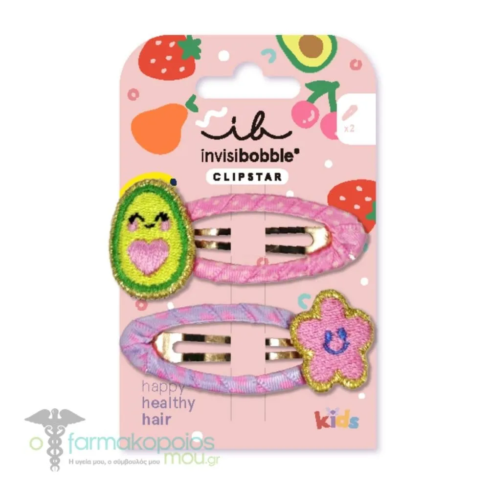 Invisibobble Snap Clip Frutti Avocado Kids Hair Clips, 2pcs