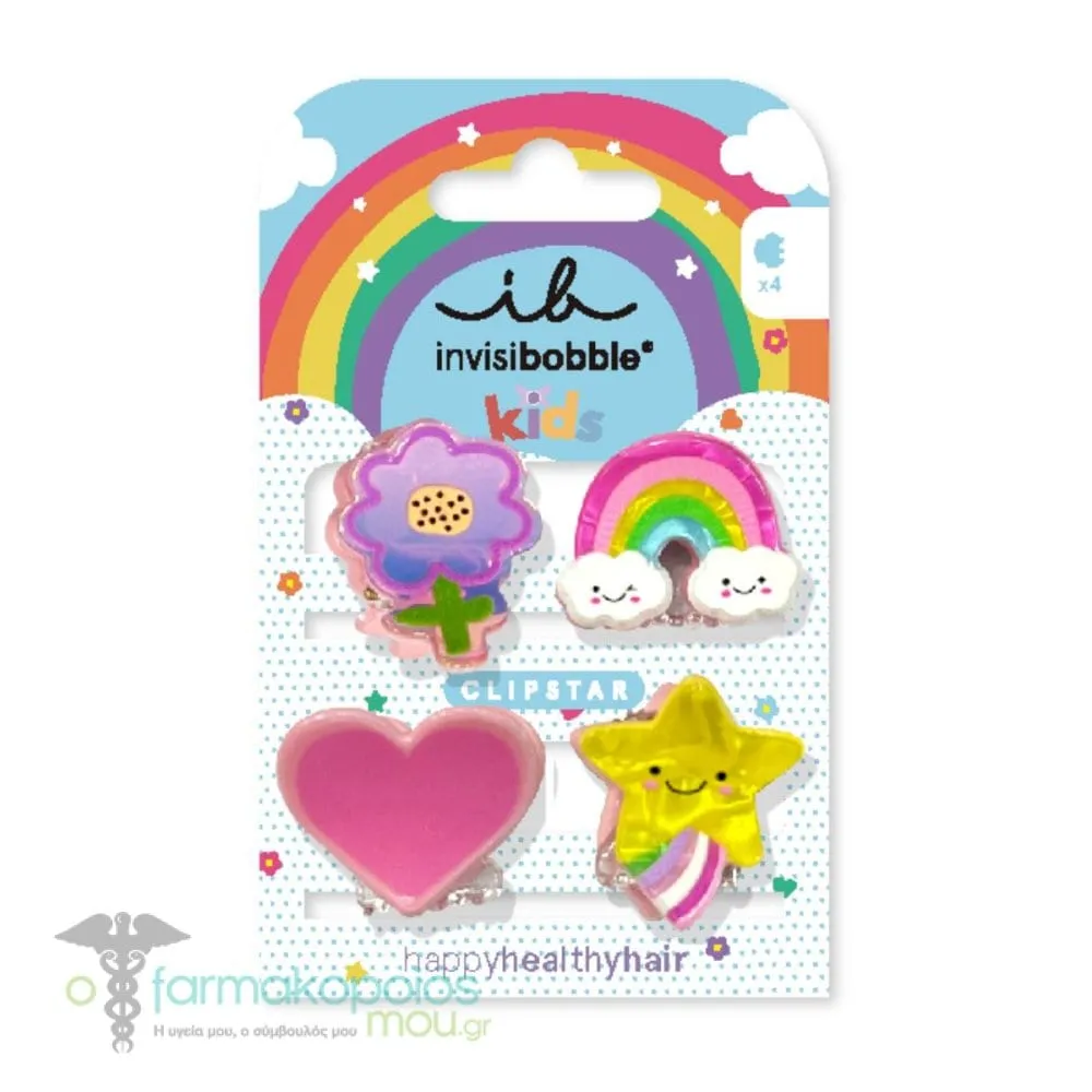 Invisiboble Clipstar Happy World Kids Hair Clips, 4pcs
