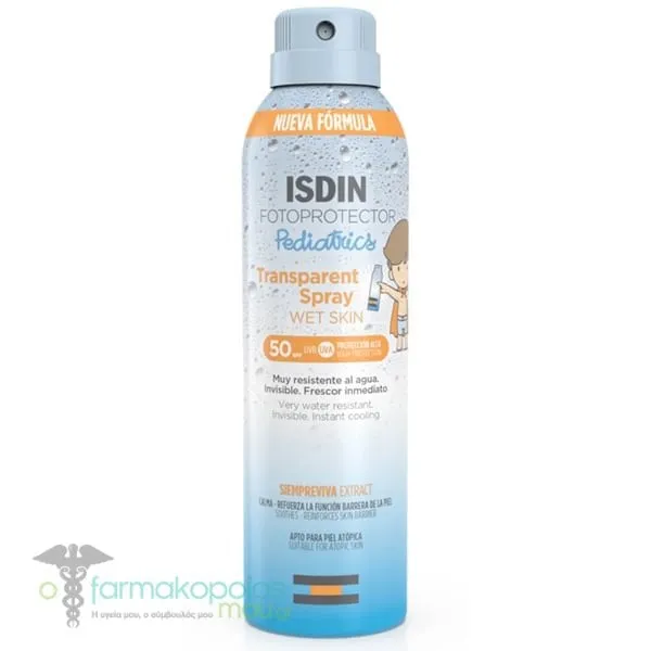 ISDIN Fotoprotector Pediatrics Transparent Wet Skin Σπρέι Παιδικό Αντηλιακό Σώματος SPF50 από 3ετών, 250ml