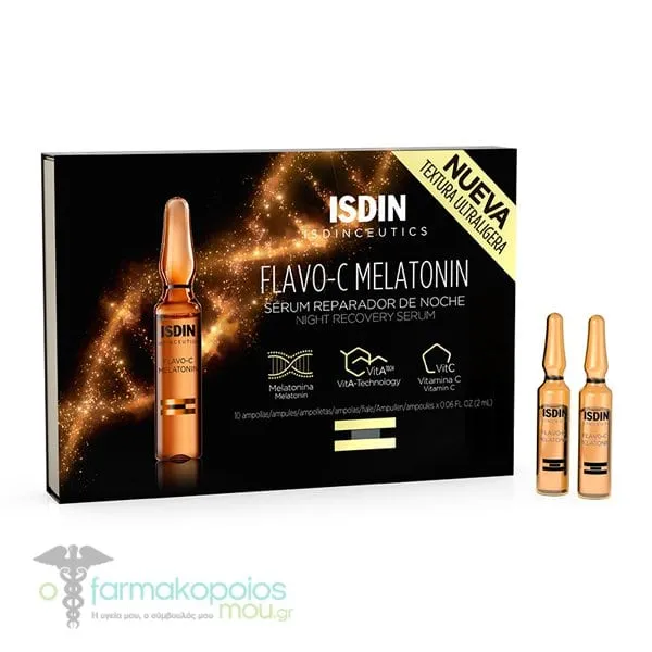 Isdin Isdinceutics Flavo-C Melatonin Night Recovery Serum, 10amps