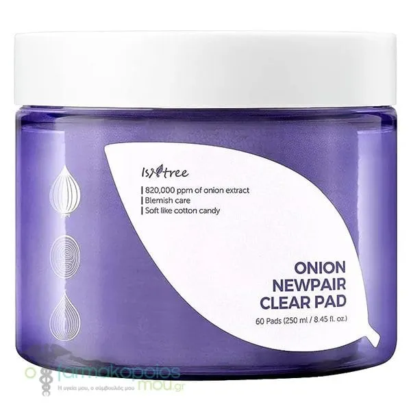 Isntree Onion Newpair Clear Pad Εμποτισμένοι Δίσκοι για Καταπράυνση, 60τεμ