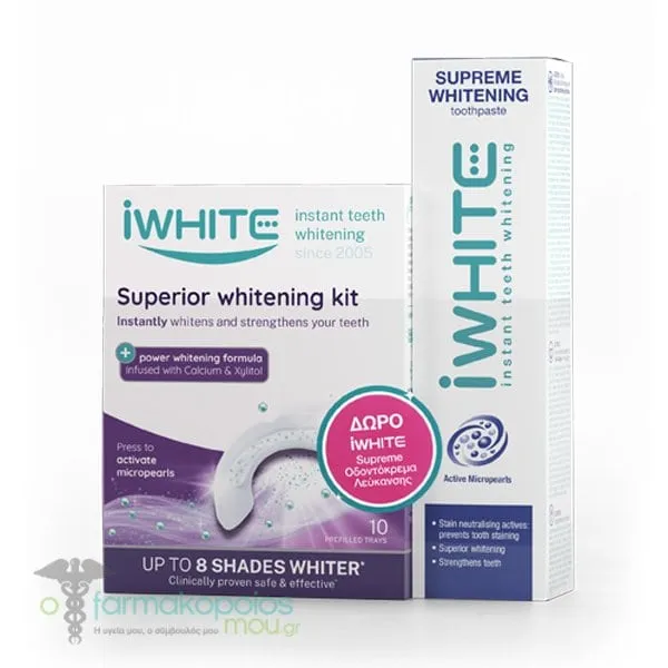 iWhite Promo Superior Whitening Kit, 10pcs & Instant Teeth Whitening Toothpaste, 75ml