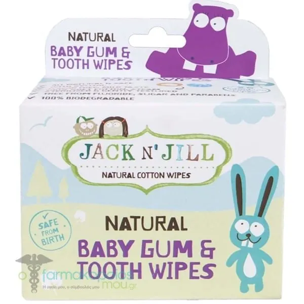 Jack N Jill Natural Mαντηλάκια Καθαρισμού Ούλων &amp; Νεογιλών Δοντιών, 25τεμ