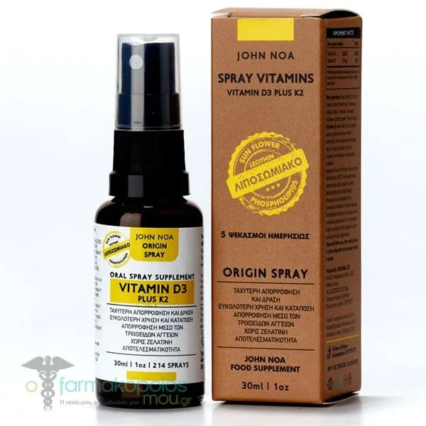 John Noa Origin Spray Vitamin D3 Plus K2, 30ml