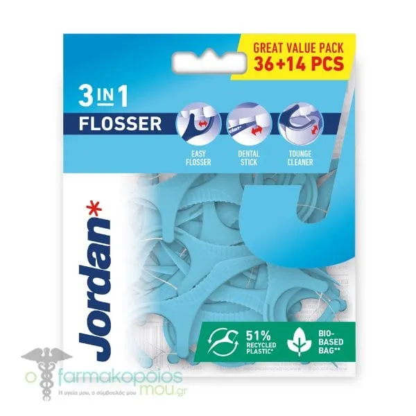 Jordan 3-in-1 Flosser, 50pcs (36+14pcs Gift)