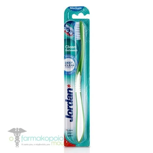 Jordan Clean Between Medium Toothbrush, 1pc - Πράσινο- Άσπρο