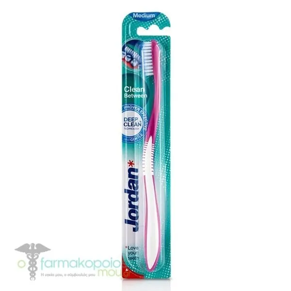 Jordan Clean Between Medium Toothbrush, 1pc - Φούξια- Άσπρο