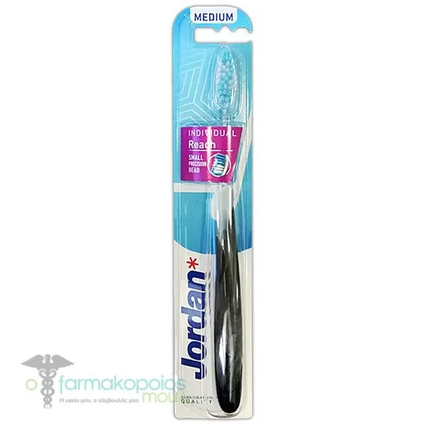 Jordan Individual Reach Medium Toothbrush, 1pc - 002 Μαύρο