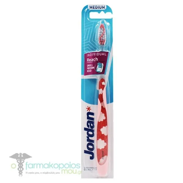 Jordan Individual Reach Medium Toothbrush, 1pc - Ρόζ