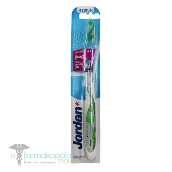 Jordan Individual Reach Medium Toothbrush, 1pc - Λαχανί-Άσπρο