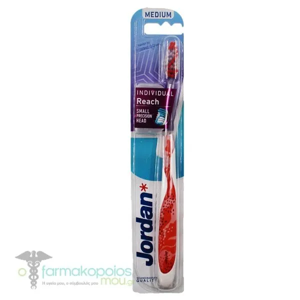 Jordan Individual Reach Medium Toothbrush, 1pc - Πορτοκάλι