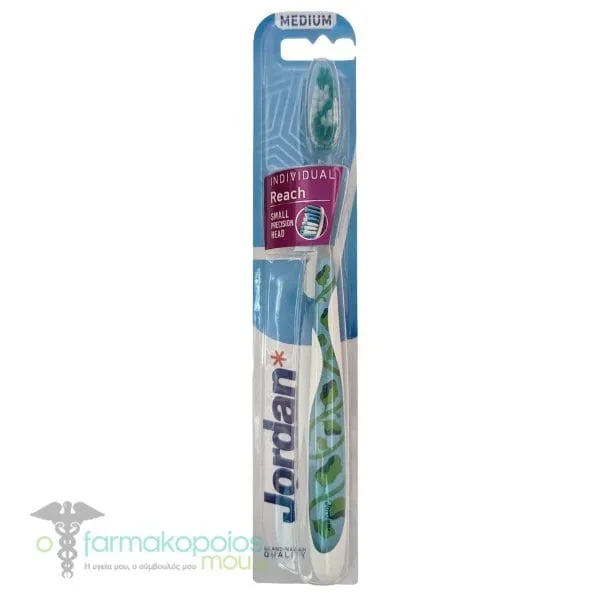 Jordan Individual Reach Medium Toothbrush, 1pc - Άσπρο-Γαλάζιο