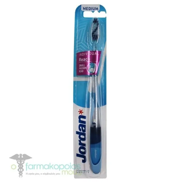 Jordan Individual Reach Medium Toothbrush, 1pc - Σιέλ-Σκούρο Μπλε