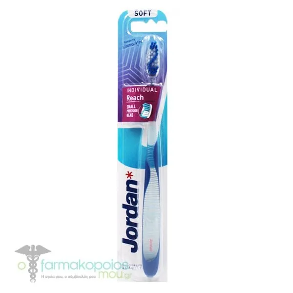 Jordan Individual Reach Soft Toothbrush, 1pc - Διαφανές-Μπλέ
