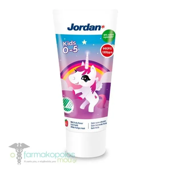 Jordan Kids Toothpaste 1000 ppm 0-5Y, 50ml - Μονόκερως