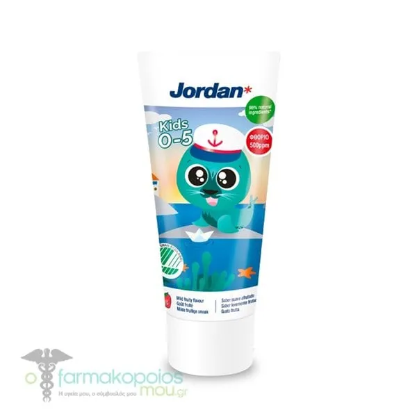 Jordan Kids Toothpaste 500ppm Παιδική Οδοντόκρεμα 0-5Υ, 50ml