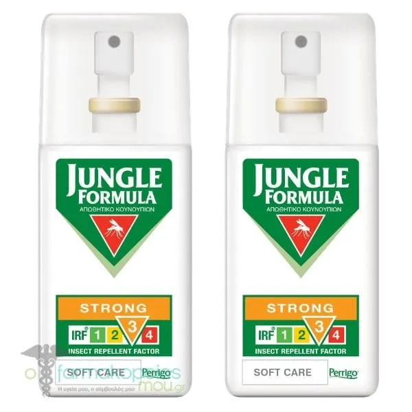 Jungle Formula Strong Soft Care Αντικουνουπικό Σπρέι, 2x75ml